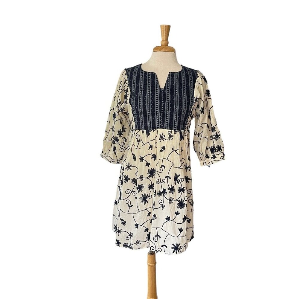 Hayden Womens Dress Embroidered Boho Peasant  Size Small White Festival